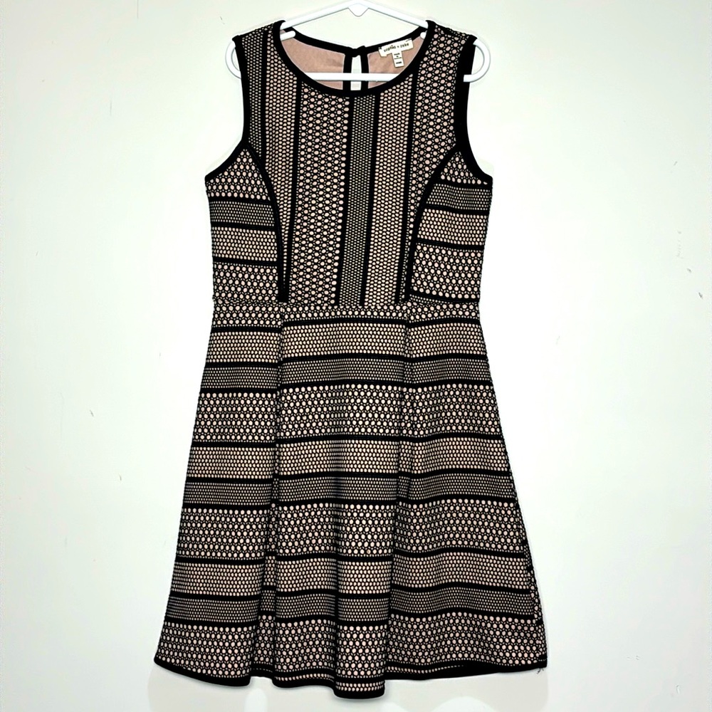 Sophia + Zeke Girls Black & Tan Lace Fit & Flare Formal Midi Dress Size 10